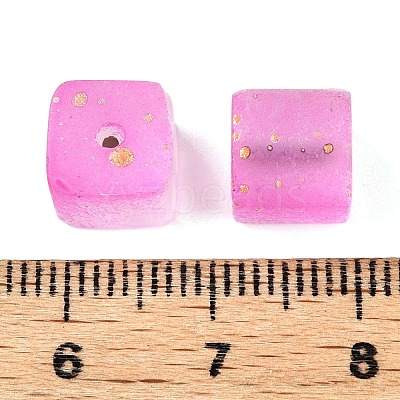 Frosted Glass Beads with Golden Glitter Powder DGLA-NH001-8mm-01H-1