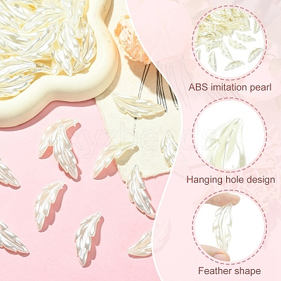 80Pcs ABS Plastic Imitation Pearl Pendants OACR-YW0003-40-1