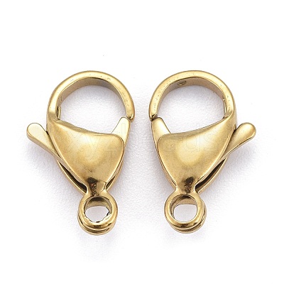 Ion Plating(IP) 304 Stainless Steel Lobster Claw Clasps STAS-H353-F-02G-1