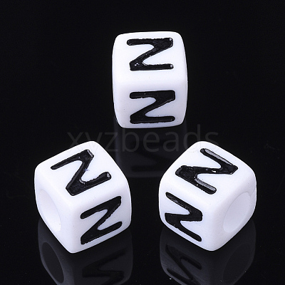 Acrylic Horizontal Hole Letter Beads X-PL37C9129-Z-1
