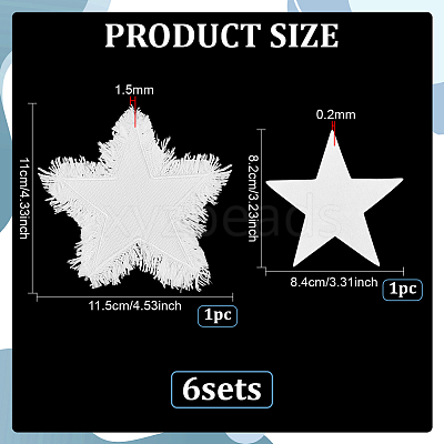 6Bags Polyester Blank Embroidery Sew on Cloth Patches PATC-PH0001-86A-1
