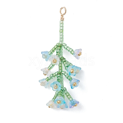 6Pcs 6 Colors Glass Seed Beaded Flower Big Pendants PALLOY-MZ01184-1