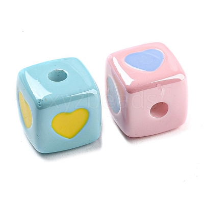 Opaque Colourful Acrylic Enamel Beads X-OACR-L001-03-1