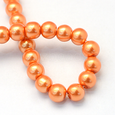 Baking Paint Pearlized Glass Pearl Round Bead Strands HY-Q330-8mm-36-1