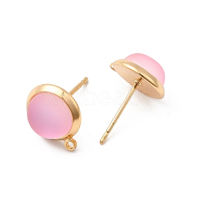 Brass Glass Stud Earrings KK-F916-05G-1