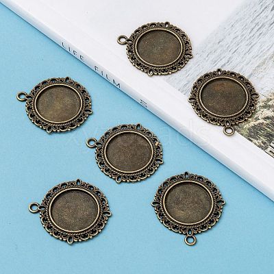 Tibetan Style Alloy Pendant Cabochon Settings TIBE-T003-08AB-NR-1