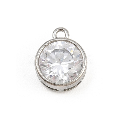 Brass Pave Clear Cubic Zirconia Charms CU-CBAD306-24B-P-1