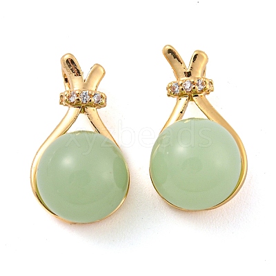 Brass Micro Pave Clear Cubic Zirconia with Acrylic Pendants KK-G486-12G-1