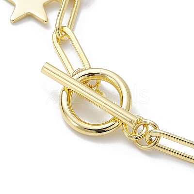 Golden 304 Stainless Steel Charm Bracelets with Brass Paperclip Chains BJEW-JB10031-01-1