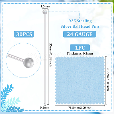 925 Sterling Silver Ball Head Pins STER-BC0002-16A-1