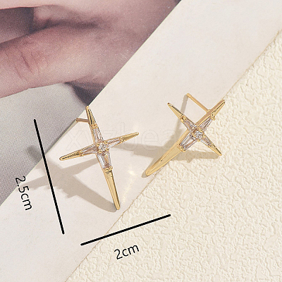 Brass Pave Cubic Zirconia Stud Earrings for Women HD7122-1
