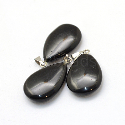 Teardrop Natural Obsidian Pendants G-Q368-28-1