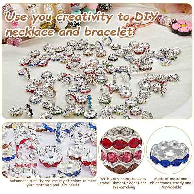 120Pcs Brass Rhinestone Spacer Beads FIND-SZ0003-70C-1