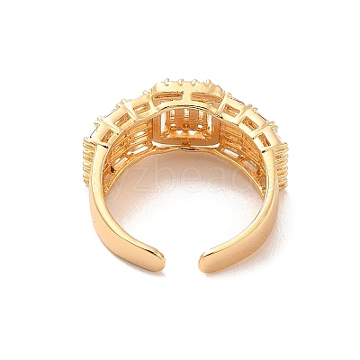 Brass Micro Pave Cubic Zirconia Open Cuff Rings RJEW-R146-16A-G-1