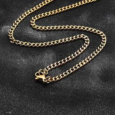 Ion Plating(IP) 304 Stainless Steel Curb Chain Necklaces NJEW-H492-01G-1