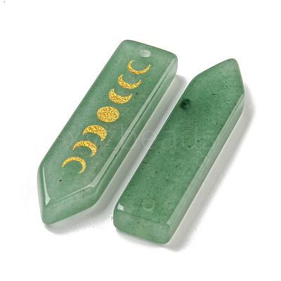 Natural Green Aventurine Moon Phase Pendants G-C145-01F-1