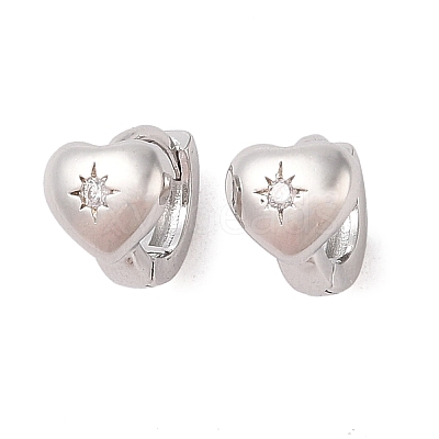Brass with Clear Cubic Zirconia Hoop Earring LS-EJEW-Q385-03P-1