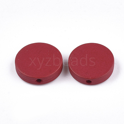Painted Natural Wood Beads WOOD-S049-02B-10-1
