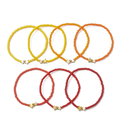 7Pcs Glass Seed Beads Stretch Bracelets for Women BJEW-MZ00279-1