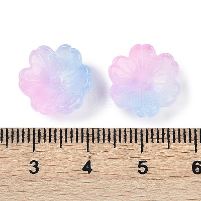 Transparent Spray Paint Glass Bead Caps GLAA-H035-04F-1