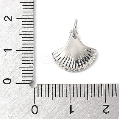 Brass Pave Natural White Shell Fan Charms with Jump Rings KK-S522-17P-1