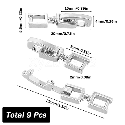 9Pcs Brass Fold Over Clasps KK-SC0004-06P-1