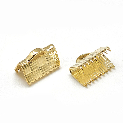 Brass Ribbon Crimp Ends KK-T032-147G-1