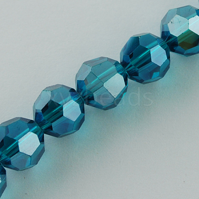 Faceted(32 Facets) Electroplate Glass Bead Strands X-EGLA-R015-6mm-21-1