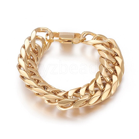 201 Stainless Steel Wheat Chain Bracelets BJEW-L665-05G-1