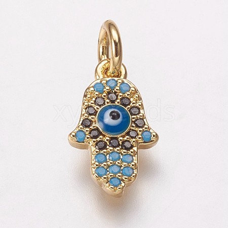 Brass Cubic Zirconia Charms KK-P134-14G-1