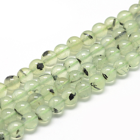 Natural Prehnite Beads Strands G-R446-8mm-16-1