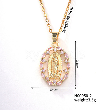 Retro Colorful Fashion Necklace with Shiny Rhinestones and Virgin Mary Pendant LW6178-2-1