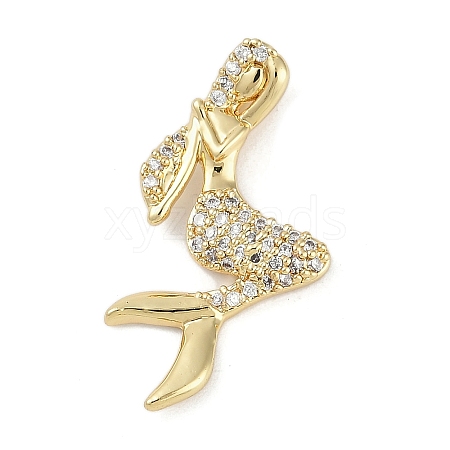 Rack Plating Brass Micro Pave Cubic Zirconia Pendants KK-H509-18G-1