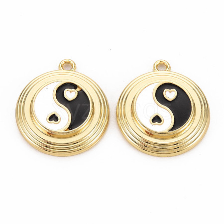 Rack Plating Light Gold Alloy Enamel Pendants ENAM-Q444-012C-RS-1