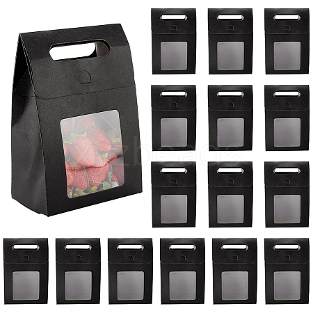 Folding Paper Gift Bags with Hole Handle and Plastic Visible Window ABAG-WH0038-52B-03-1