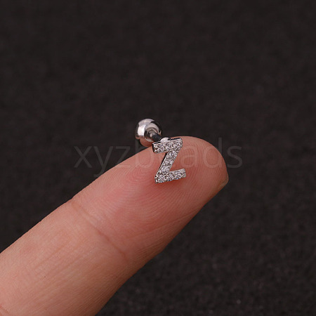 316L Surgical Stainless Steel Micro Pave Clear Cubic Zirconia Cartilage Earrings WG3A850-51-1