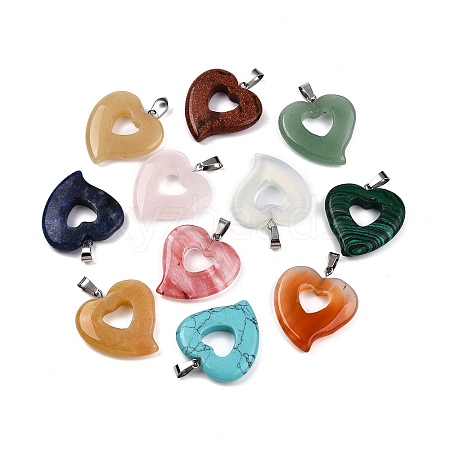 Natural & Synthetic Mixed Stone Hollow Pendants G-N344-22P-1