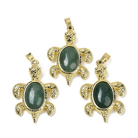 Natural Green Aventurine & Brass Pendants KK-F887-01G-20-1