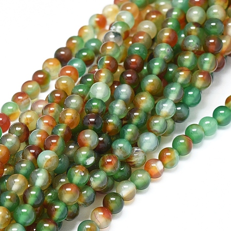 Natural Peacock Agate Beads Strands G-D0005-22-6mm-1