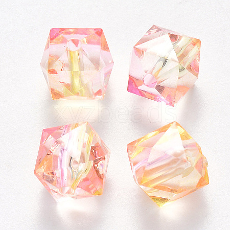 Two Tone Transparent Spray Painted Acrylic Beads ACRP-T005-26O-1