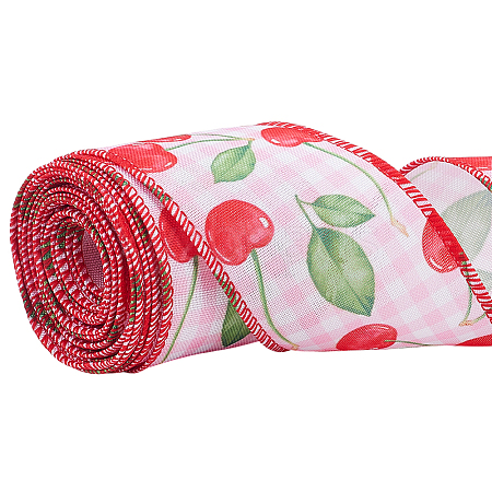15 Yards Cherry Pattern Polyester Ribbon OCOR-ME0001-53-1