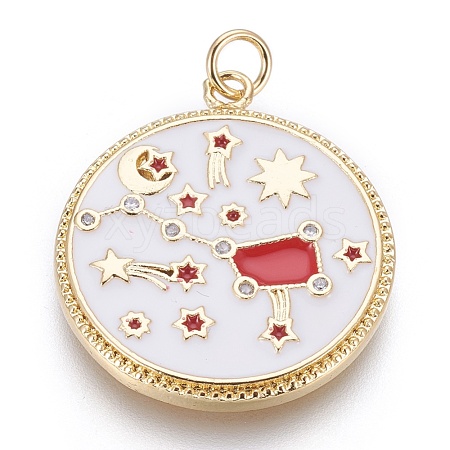 Brass Cubic Zirconia Pendants KK-O113-06C-02G-1