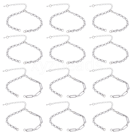 12Pcs 2 Styles 304 Stainless Steel Chain Bracelet Making AJEW-BM00003-1