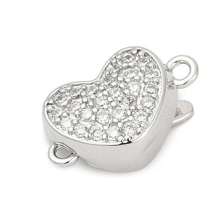 Brass Micro Pave Clear Cubic Zirconia Box Clasps KK-P291-44P-1