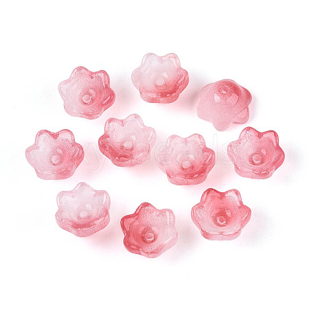 Transparent Two Tone Spray Painted Glass Bead Caps A-GLAA-Q089-002B-006-1