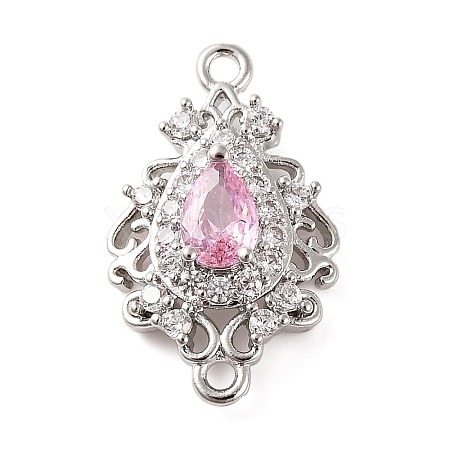 Brass Pave Cubic Zirconia Connector Charms LS-KK-Z051-04P-01-1