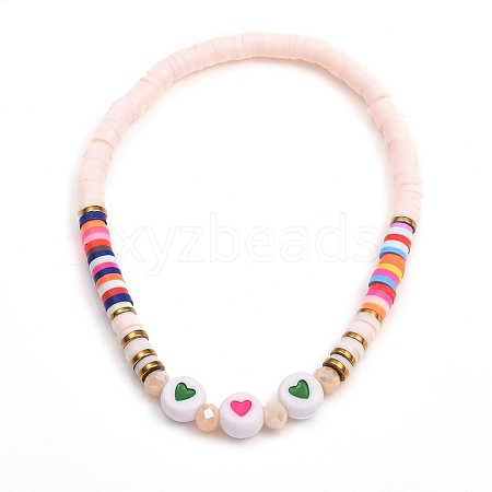 Handmade Polymer Clay Heishi Beads Stretch Bracelets BJEW-JB05307-03-1