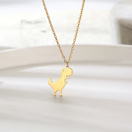 Cute Stainless Steel Pixel Dinosaur Pendant for Women's Daily Wear EK2833-1-1