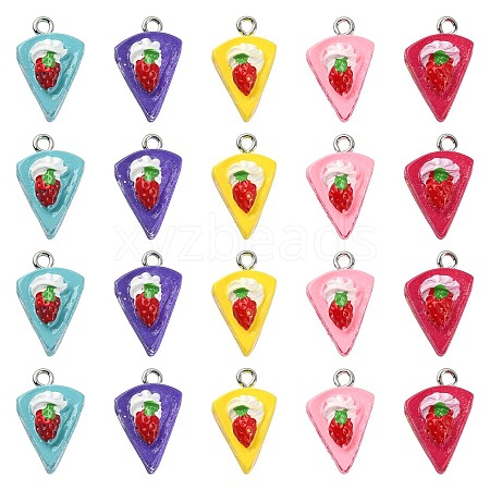 50Pcs 5 Colors Opaque Resin Pendants RESI-CJ0003-24-1