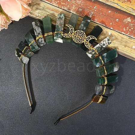 Natural Moss Agate Hair Bands PW-WGD5E77-03-1